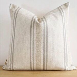 Decorative Lenin Burlap Farm House Striped 18” x 18” Toss Pillow Cover 🌿🆕🌿